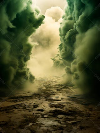 Imagem de fundo, explosão de fumaça e nuvens em tons verdes 41