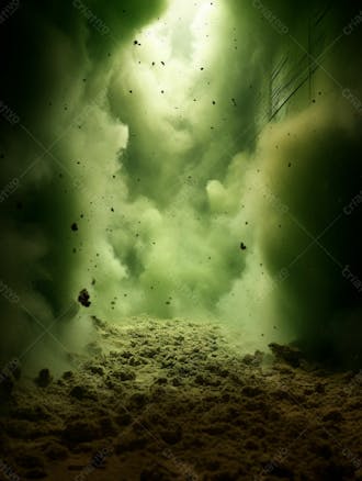 Imagem de fundo, explosão de fumaça e nuvens em tons verdes 45
