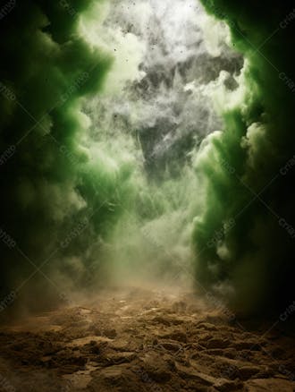 Imagem de fundo, explosão de fumaça e nuvens em tons verdes 49