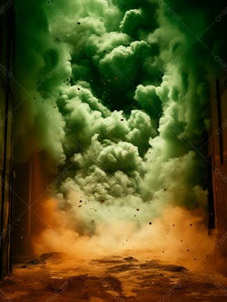 Imagem de fundo, explosão de fumaça e nuvens em tons verdes 53