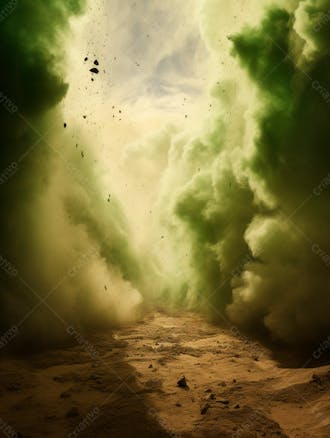 Imagem de fundo, explosão de fumaça e nuvens em tons verdes 57