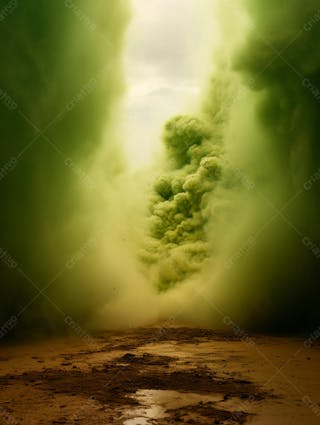 Imagem de fundo, explosão de fumaça e nuvens em tons verdes 61