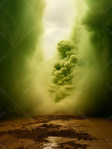 Imagem de fundo, explosão de fumaça e nuvens em tons verdes 61