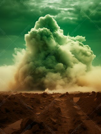 Imagem de fundo, explosão de fumaça e nuvens em tons verdes 69