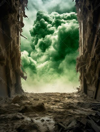 Imagem de fundo, explosão de fumaça e nuvens em tons verdes 75