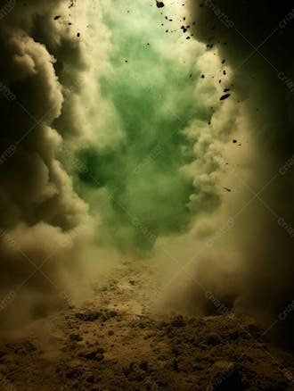 Imagem de fundo, explosão de fumaça e nuvens em tons verdes 77
