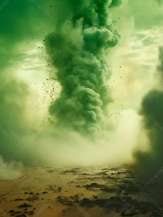 Imagem de fundo, explosão de fumaça e nuvens em tons verdes 81
