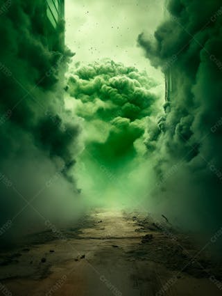 Imagem de fundo, explosão de fumaça e nuvens em tons verdes 85
