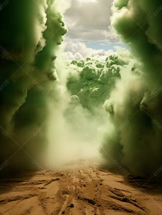 Imagem de fundo, explosão de fumaça e nuvens em tons verdes 87