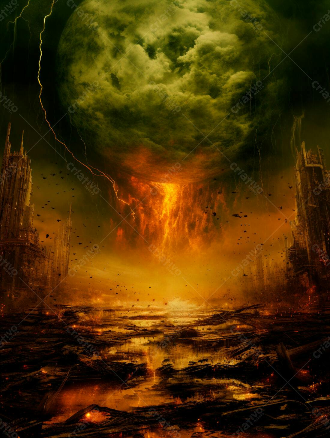 Apocalipse infernal paisagem destruída