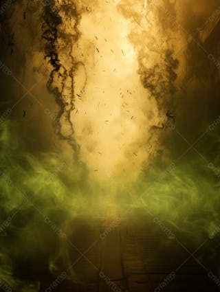 Imagem de fundo, explosão de fumaça e nuvens em tons verdes 103