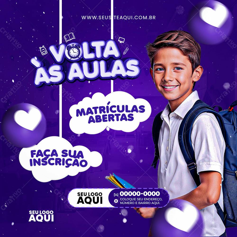 VOLTA ÀS AULAS | MATRÍCULAS ABERTAS | ESCOLA | PSD EDITÁVEL