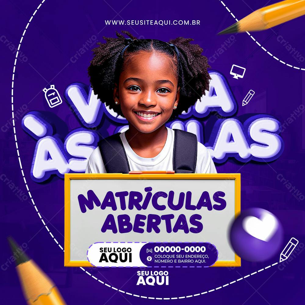 VOLTA ÀS AULAS | MATRÍCULAS ABERTAS | ESCOLA | PSD EDITÁVEL