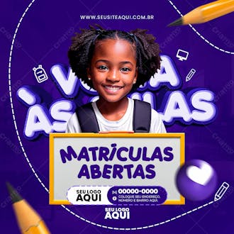 Volta às aulas | matrículas abertas | escola | psd editável