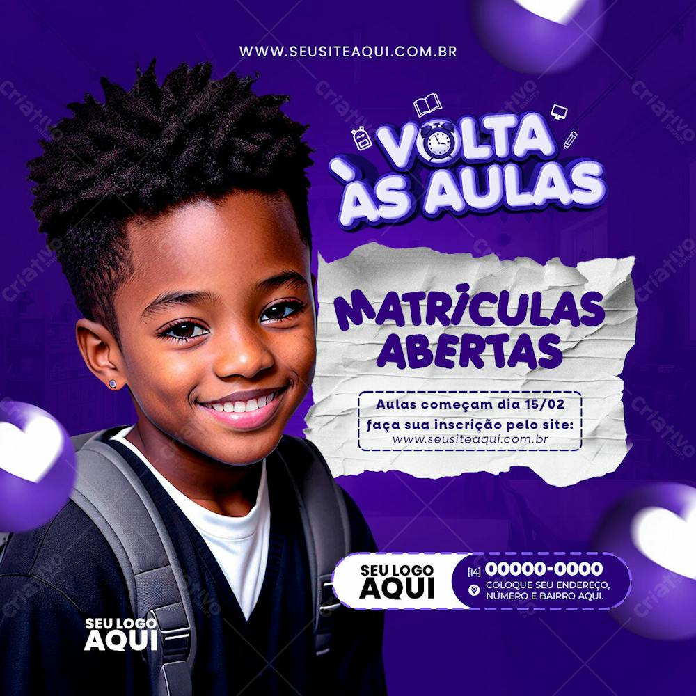 VOLTA ÀS AULAS | MATRÍCULAS ABERTAS | ESCOLA | PSD EDITÁVEL