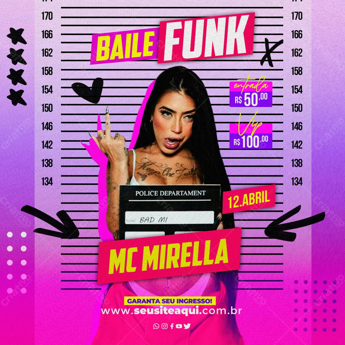 Flyer Baile Funk MC Mirella PSD Editável