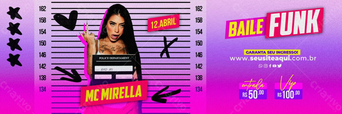 Flyer Baile Funk MC Mirella PSD Editável