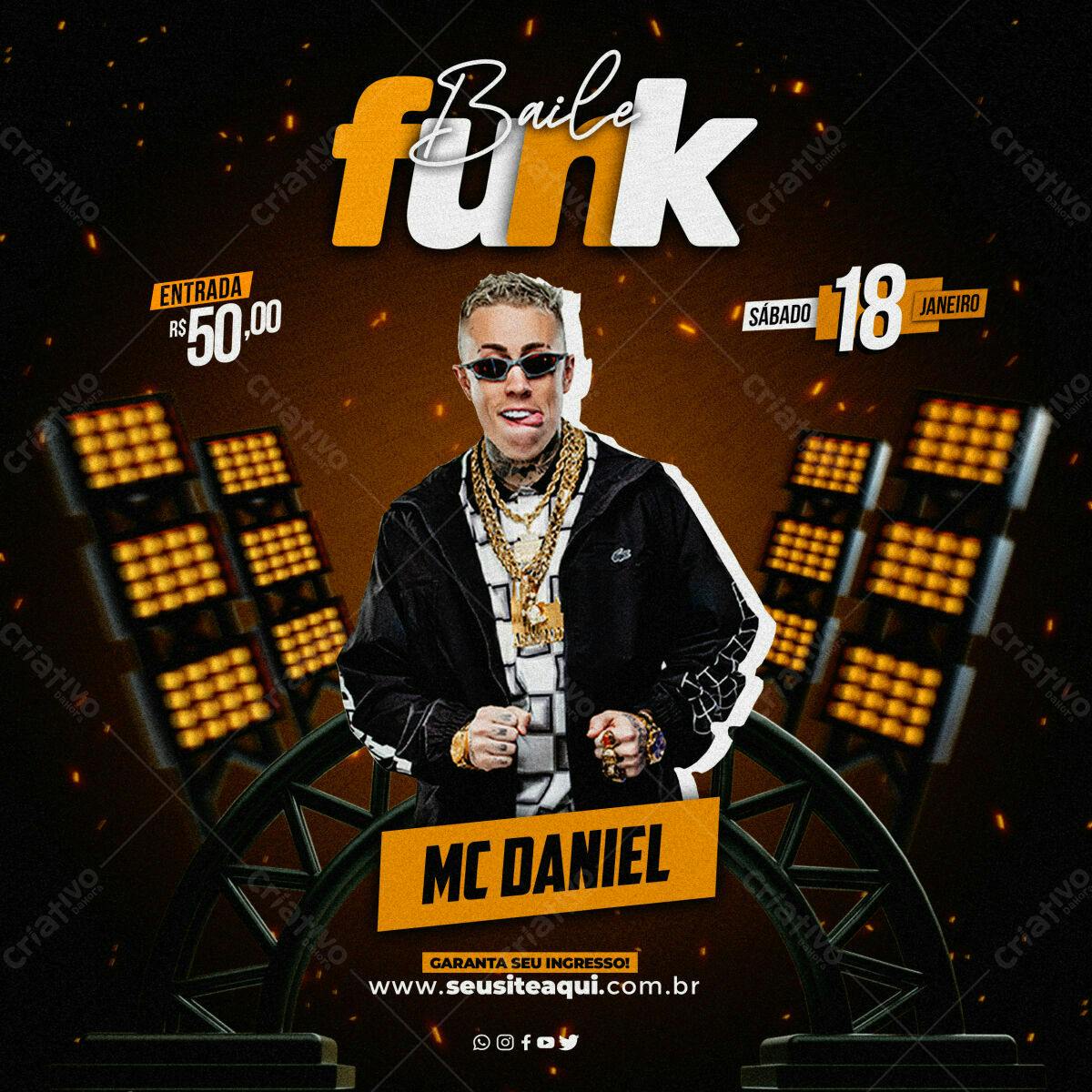 Flyer Baile Funk MC Daniel PSD Editável