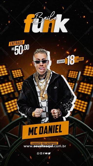 Flyer 3d balada funk evento