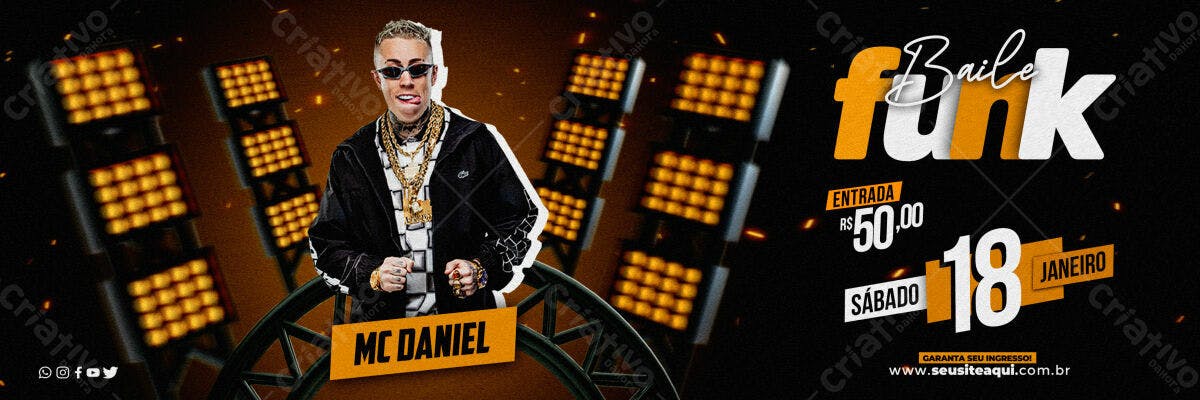 Flyer Baile Funk MC Daniel PSD Editável