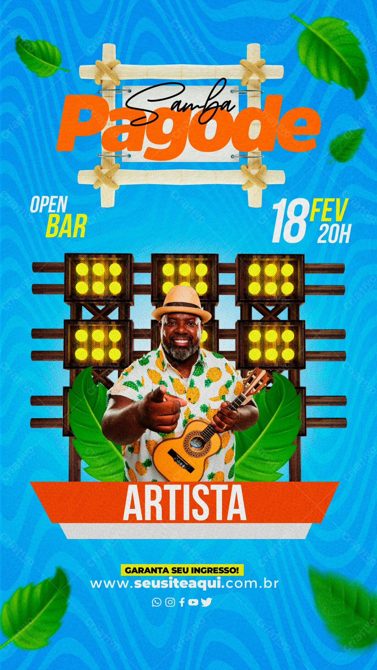 Flyer para Evento de Samba e Pagode PSD Editável