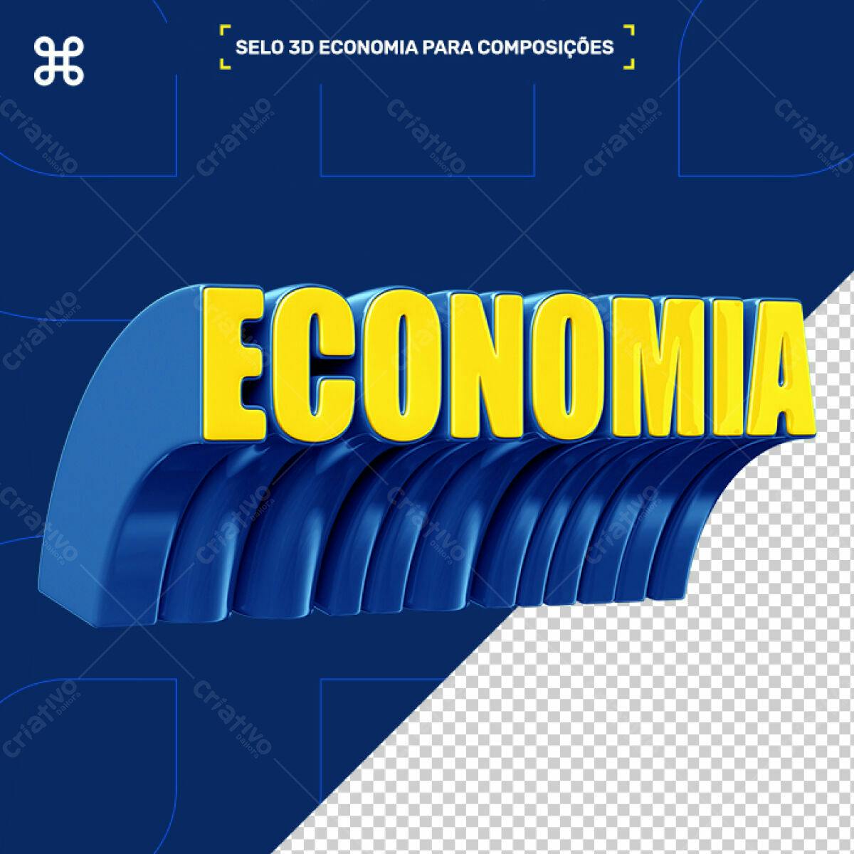 Selo 3D Economia para Composição PSD Editável