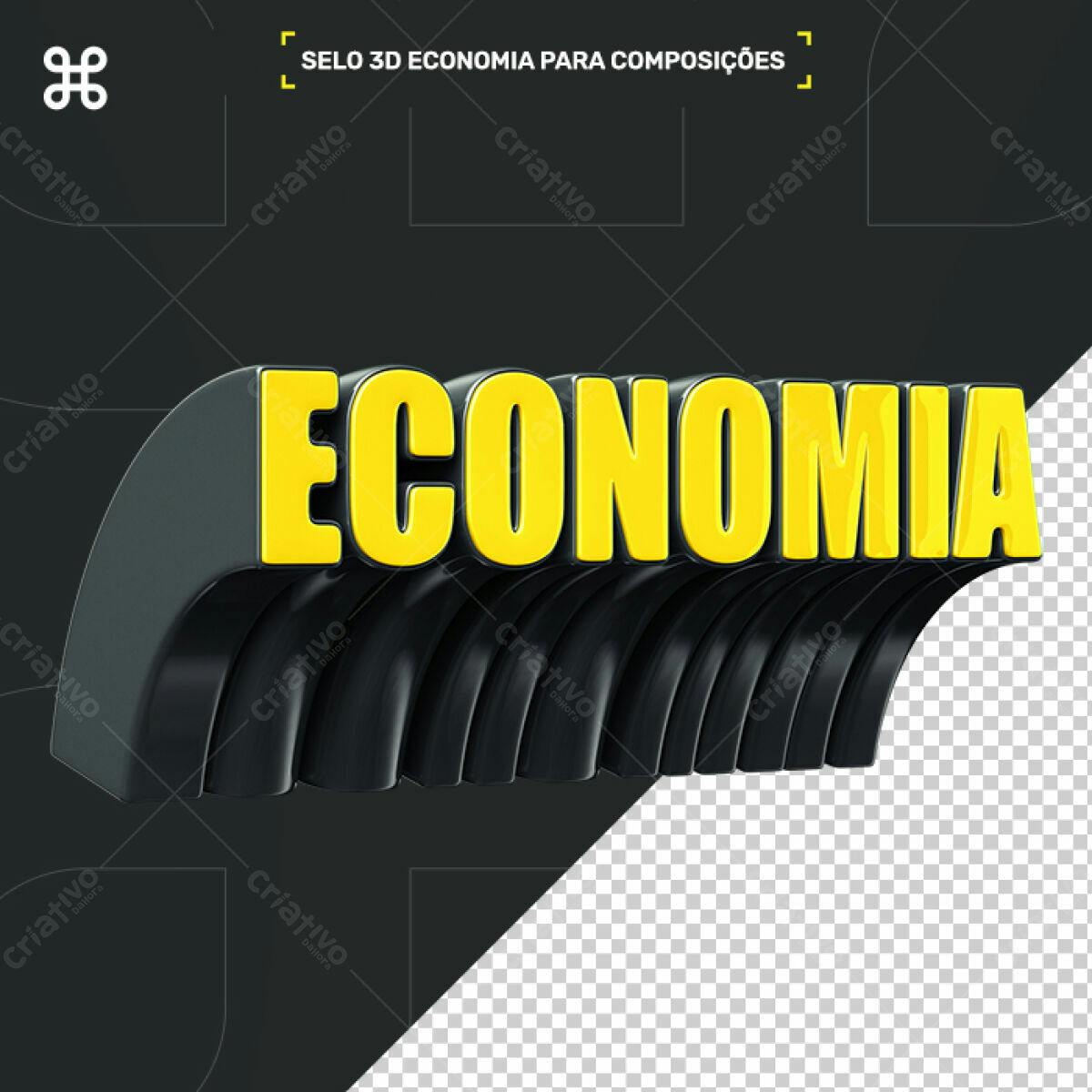 Selo 3D Economia para Composições PSD Editável