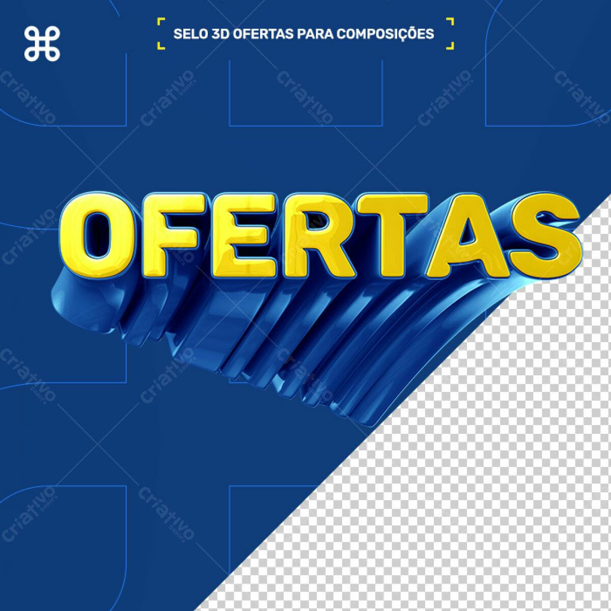Selo 3D Ofertas para Composições PSD Editável