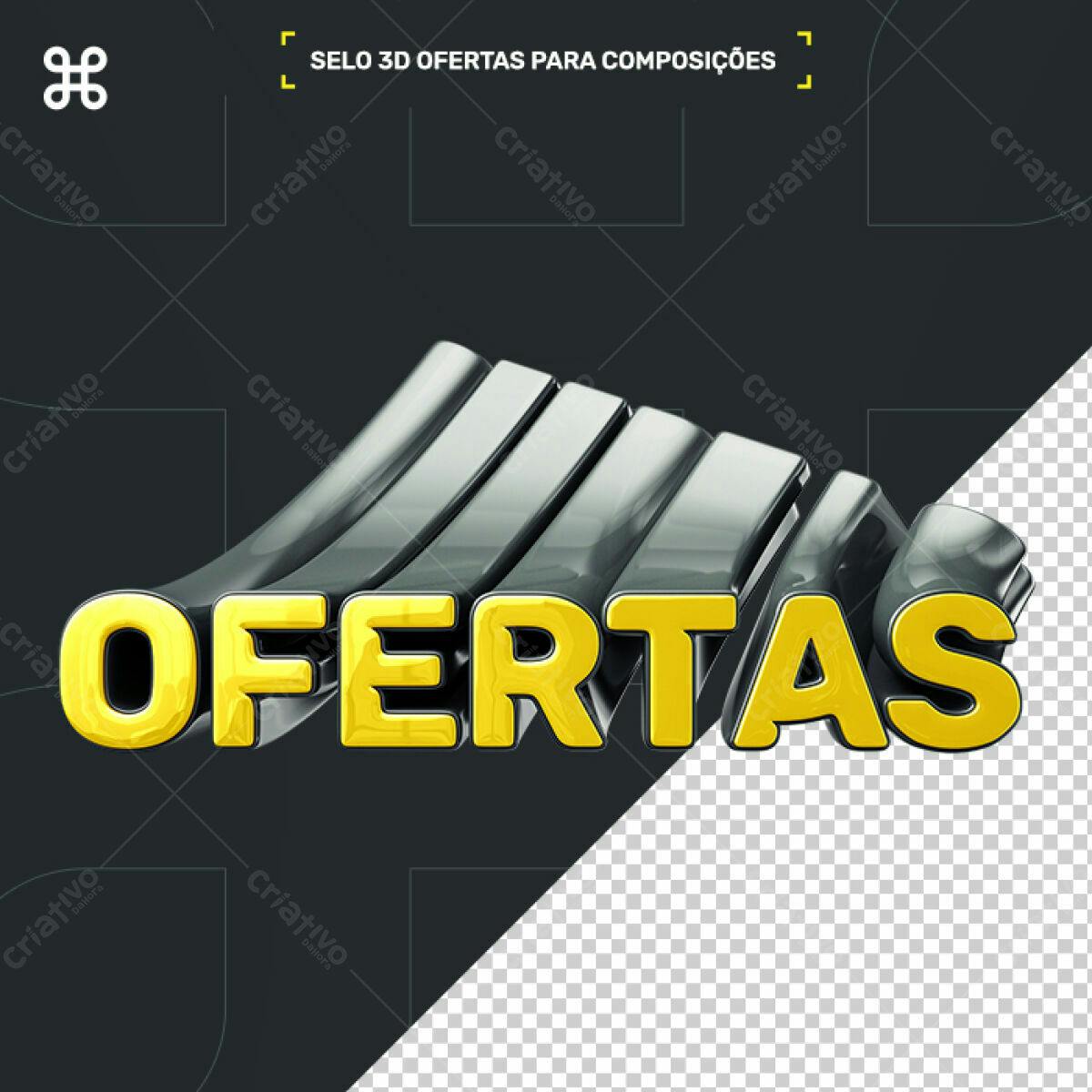 Selo 3D Ofertas para Composições PSD Editável