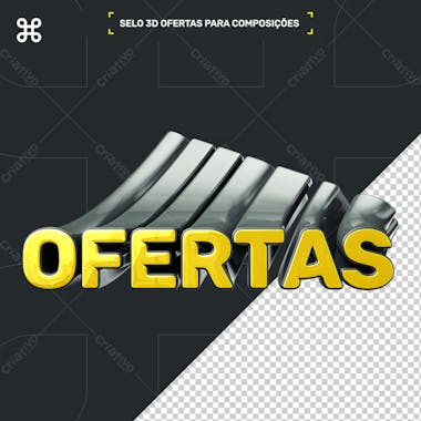 Logo 3d ofertas para composição cor preto