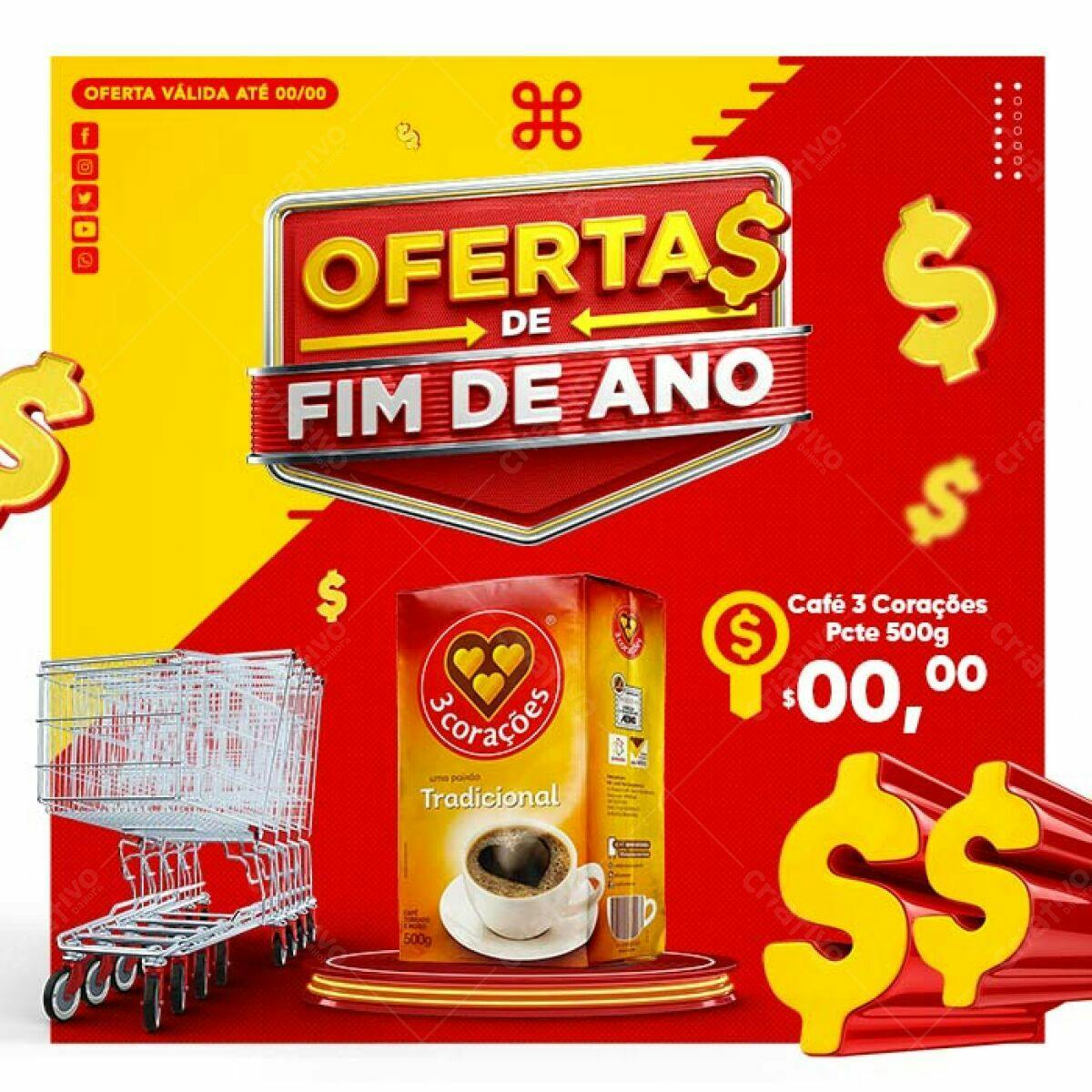Flyer para Ofertas de Fim de Ano PSD Editável