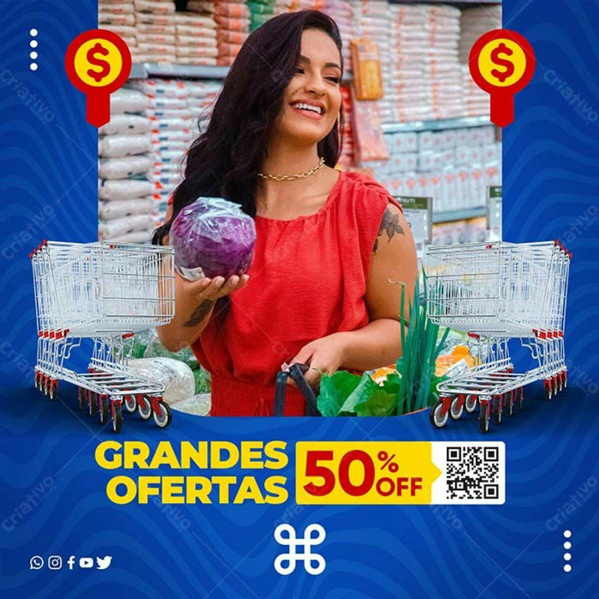 Flyer para Grandes Ofertas 50% OFF PSD Editável