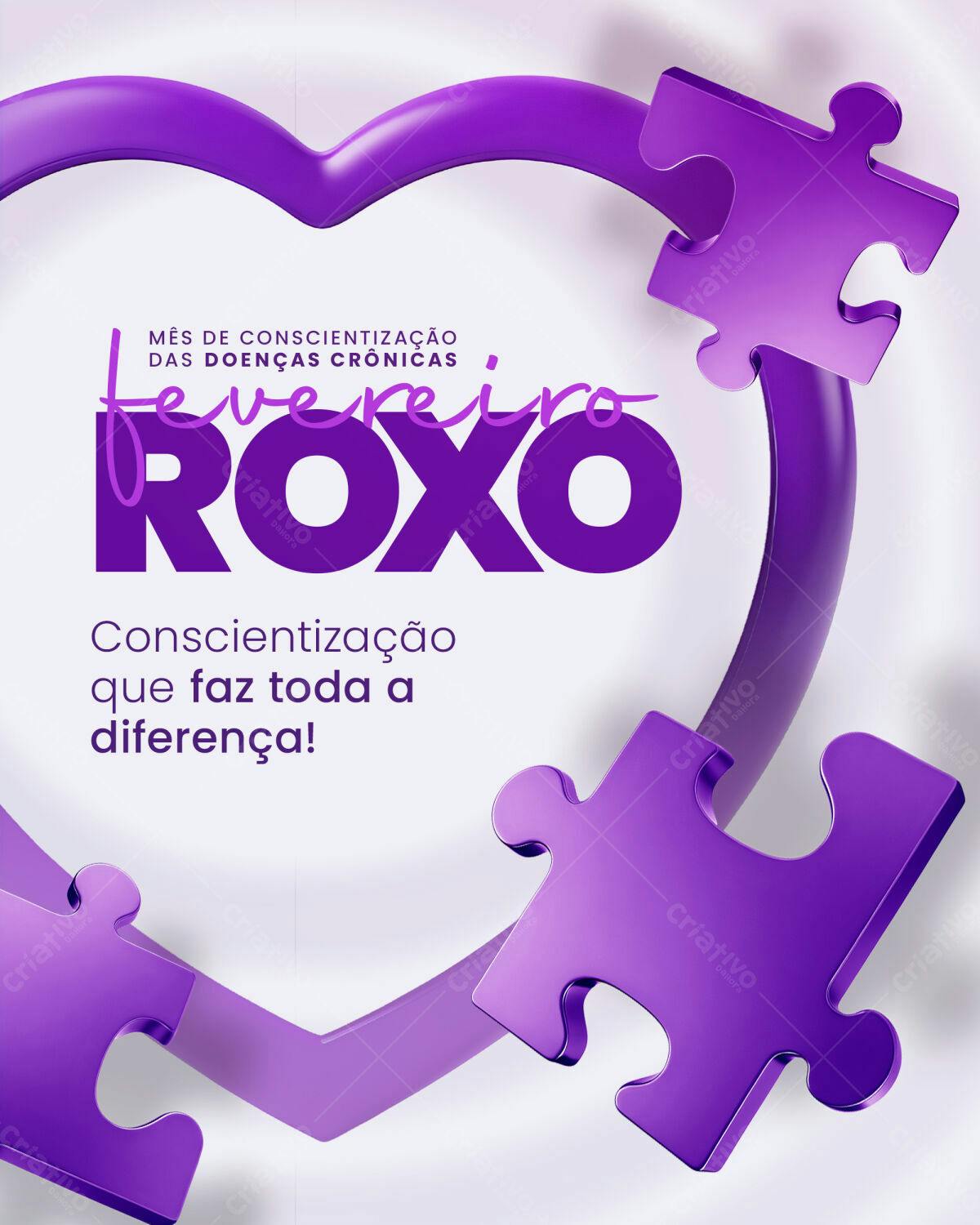 Flyer Fevereiro Roxo PSD Editável
