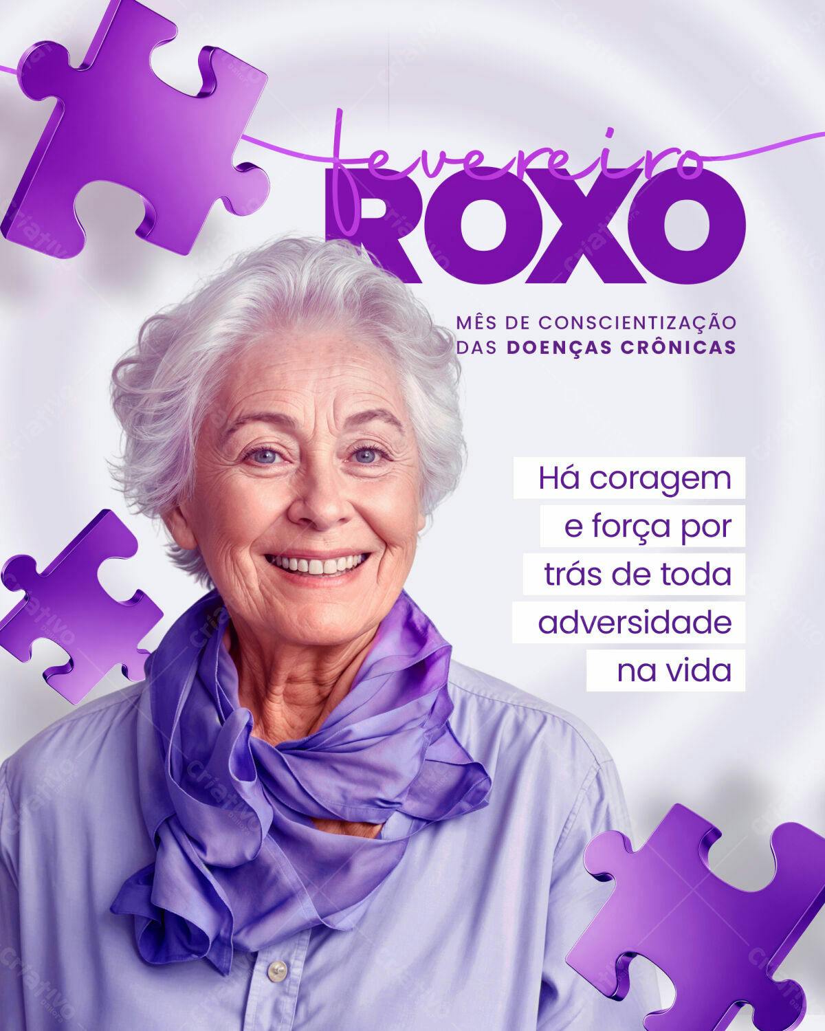 Flyer Fevereiro Roxo PSD Editável