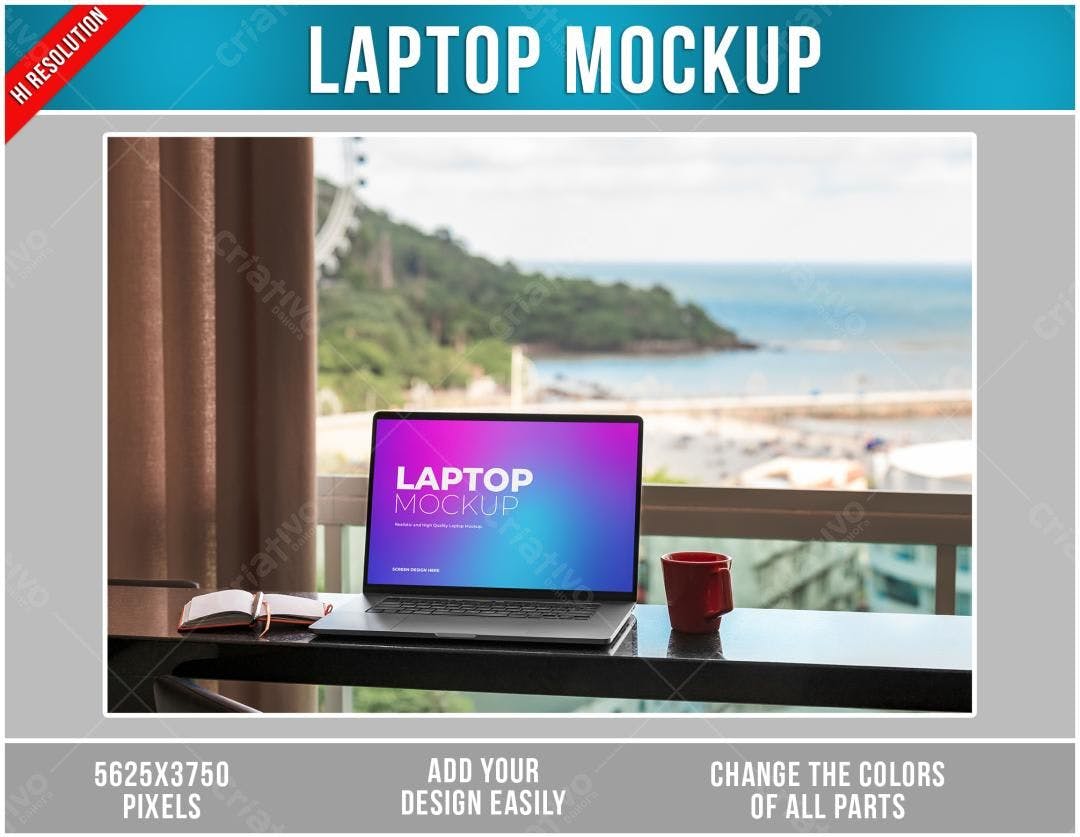 Mockup Notebook para Profissionais PSD Editável