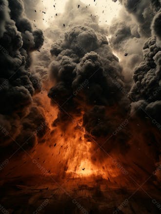 Imagem de fundo, explosão de fumaça escura e poeira 3