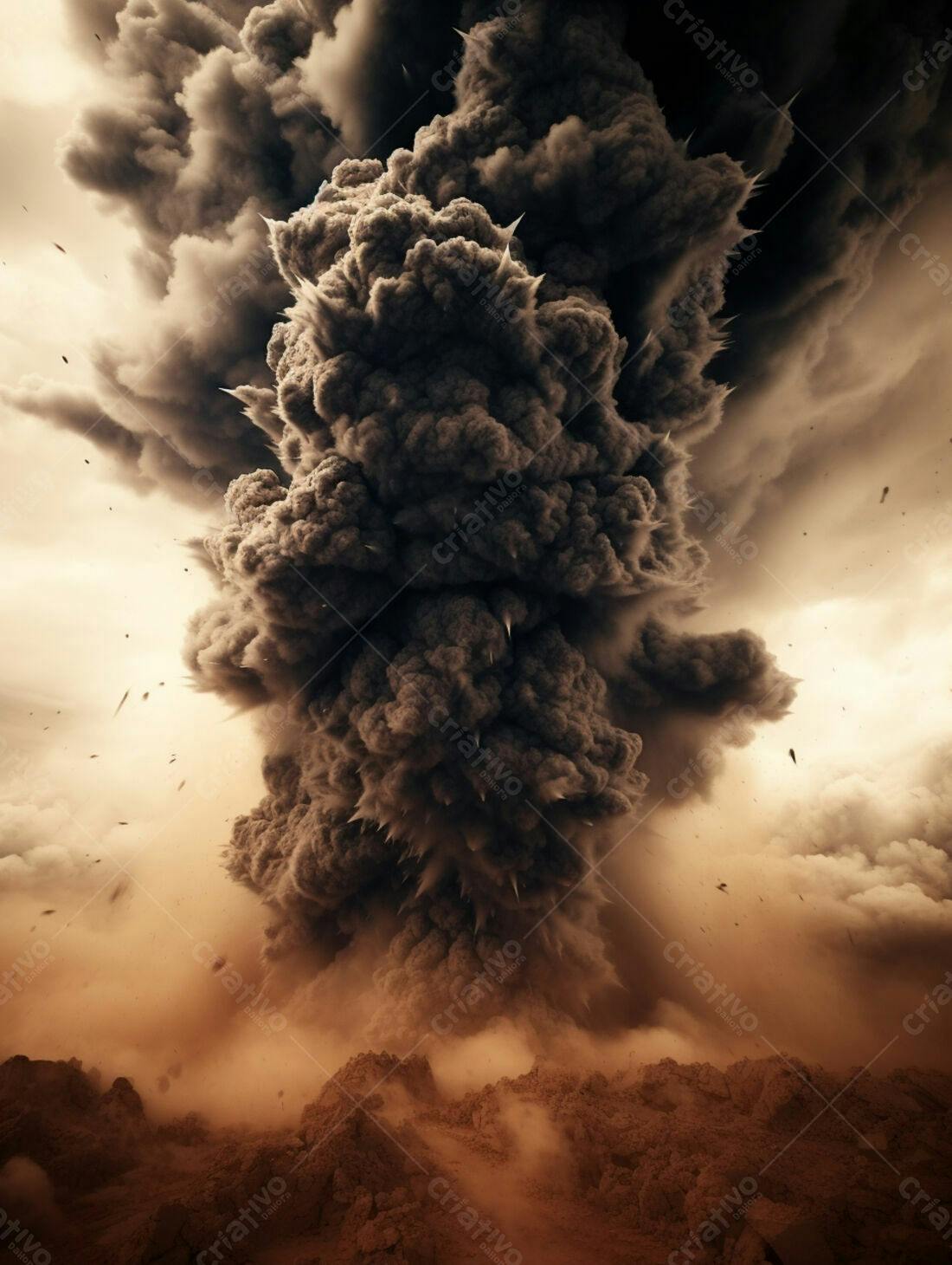Erupção vulcânica colossal nuvem escura