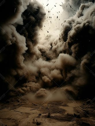 Imagem de fundo, explosão de fumaça escura e poeira 10