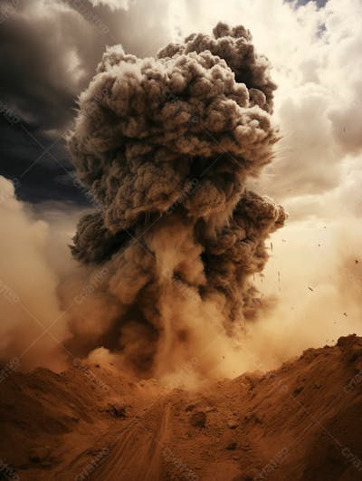 Imagem De Fundo, Explosão De Fumaça Escura E Poeira 14