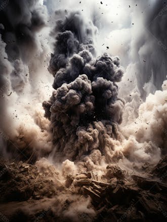 Imagem de fundo, explosão de fumaça escura e poeira 15