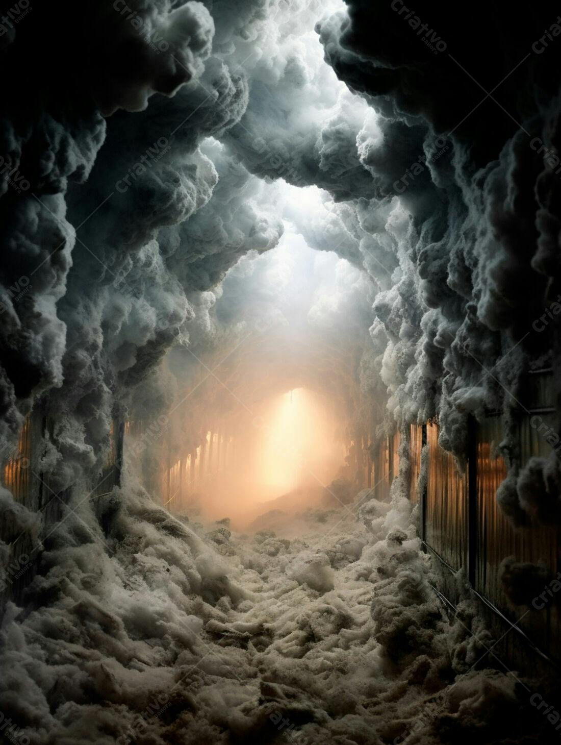 Túnel de neve com luz ao fundo