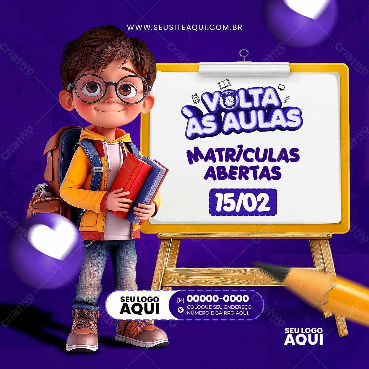 Flyer Volta às Aulas PSD Editável