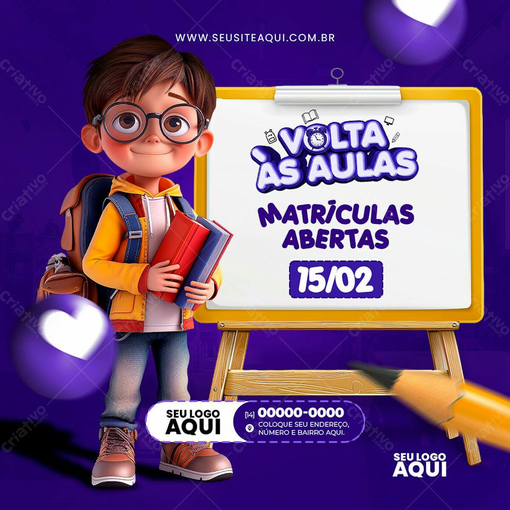 VOLTA ÀS AULAS | MATRÍCULAS ABERTAS | ESCOLA | PSD EDITÁVEL