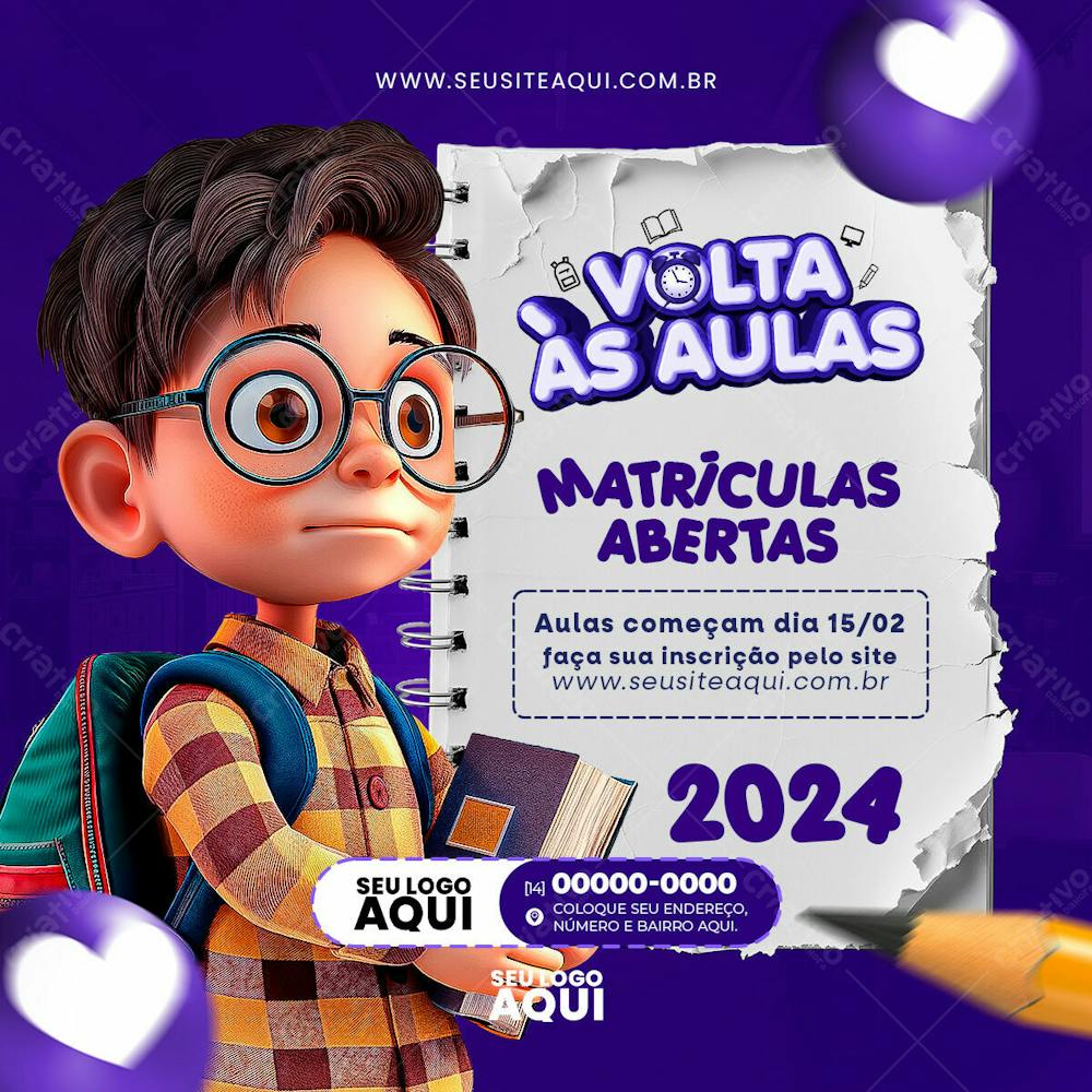 VOLTA ÀS AULAS | MATRÍCULAS ABERTAS | ESCOLA | PSD EDITÁVEL