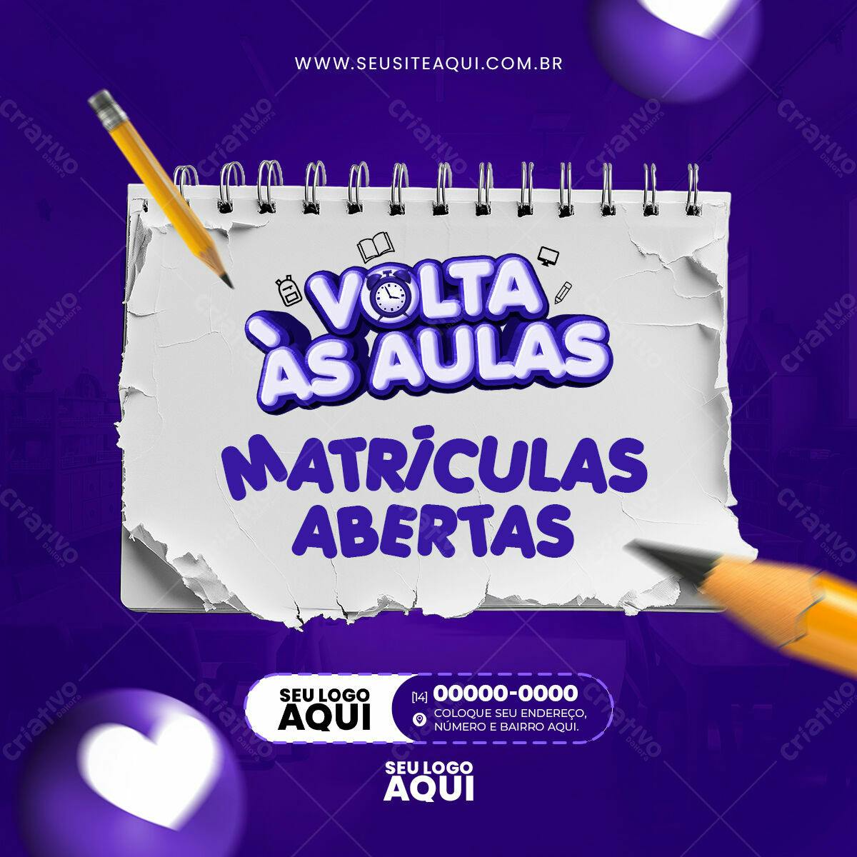 Postagem Volta às Aulas PSD Editável