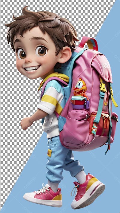 Volta Às Aulas - Png , meino feliz, mochila, férias, viagem, Disney, Pixar