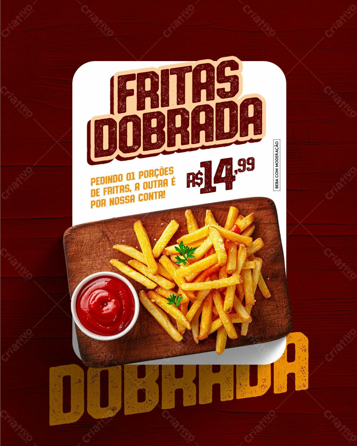 Flyer Promoção Fritas Dobradas PSD Editável