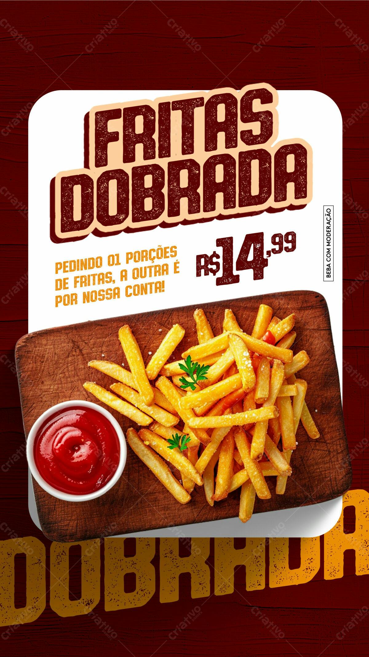 Flyer Promoção Fritas Dobradas PSD Editável