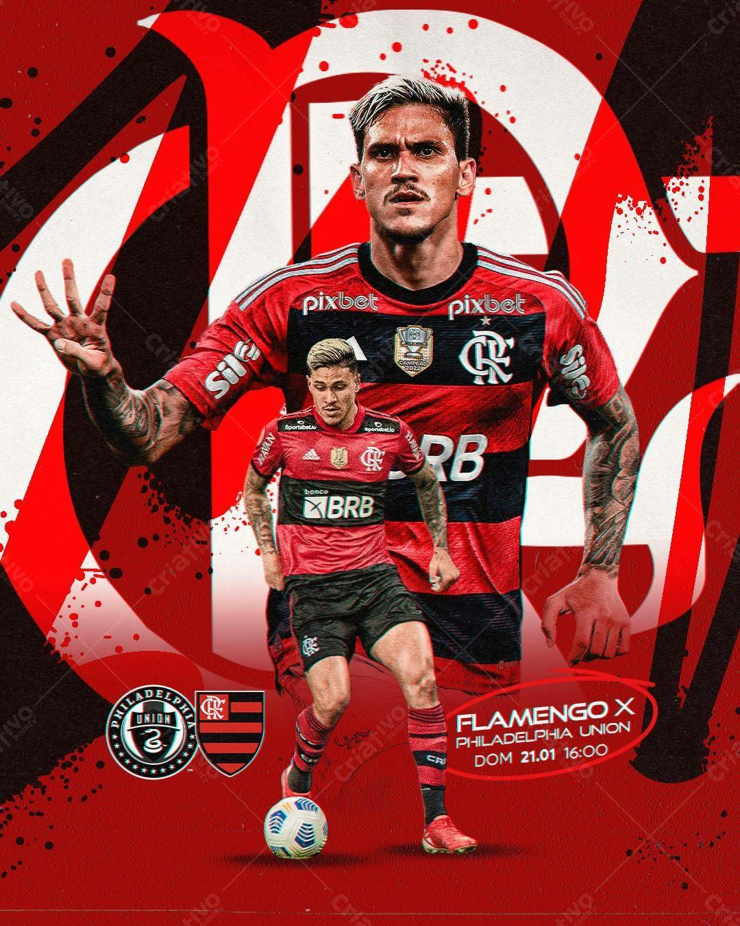 Poster Flamengo x Philadelphia Union PSD Editável