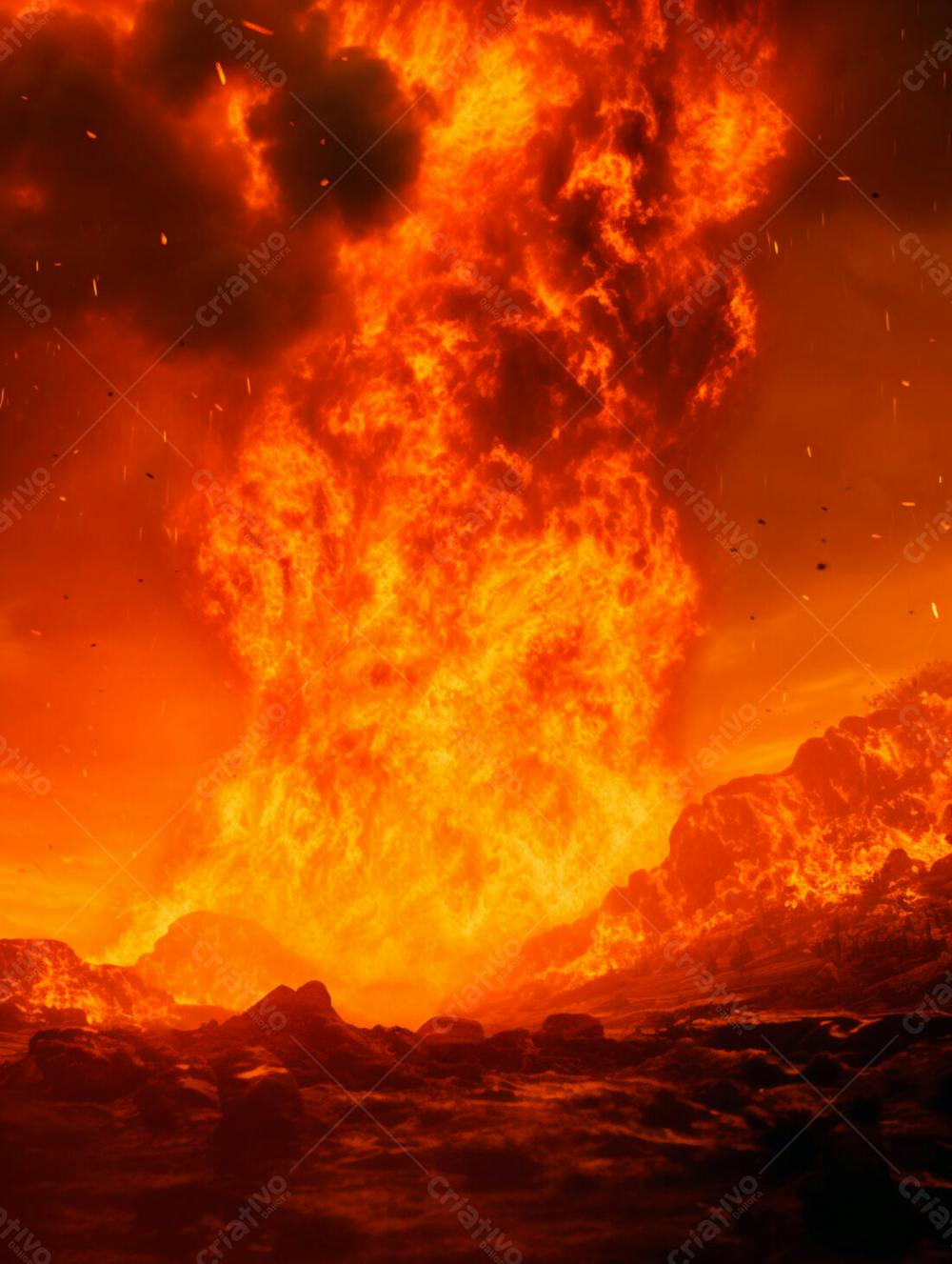 Imagem De Fundo De Uma Explosão De Fogo E Fumaça 10